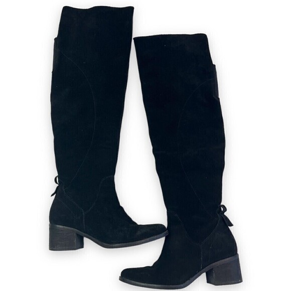 Steve Madden Purly Over The Knee Boots Suede Leather Zip block heel - Picture 1 of 10